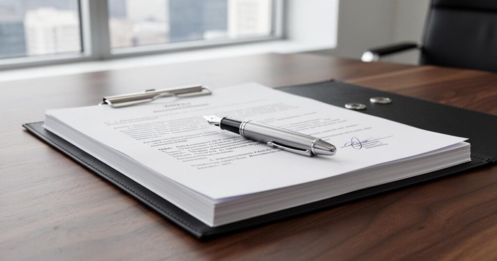 Contrat commercial à signer